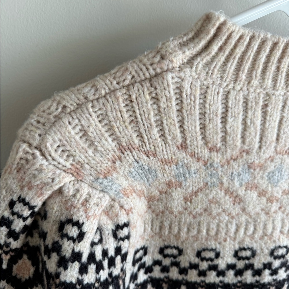 ASTR the Label Maria Mock Neck Fair Isle Knit Sweater - Ivory/Black - Medium - Picture 7 of 15